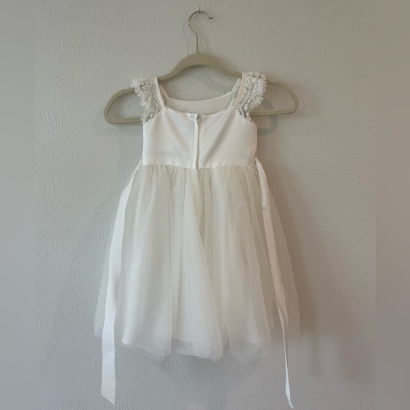 David’s Bridal | Crochet Cap Sleeve Ruffle Flower Girl Dress | Size 2T - Picture 2 of 5